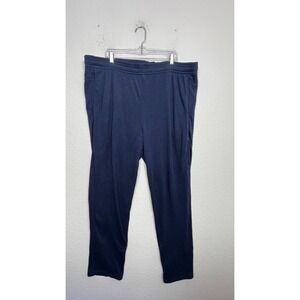 Gaiam Sweatpants Mens Large Navy Blue‎ Fleece Lined Straight Leg Logo Drawstring